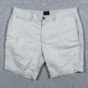 UNTUCKit Paumanok Grey Linen Cotton Blend Flat Front Shorts Mens 36 (Fits 35)